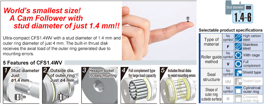 Thrust Disk Type Miniature Cam Followers