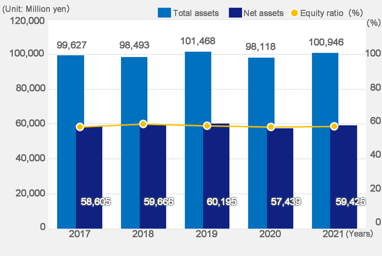 Total assets/net assets and equity ratio