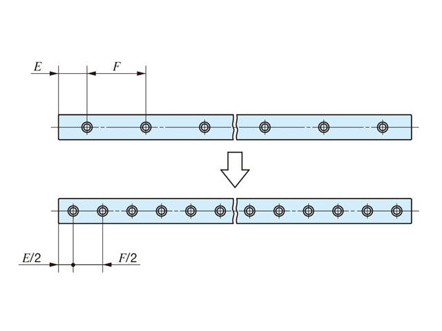 Half pitch mounting holes for track rail /HP