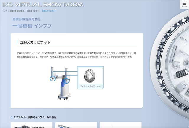 エピソード8 IKO VIRTUAL SHOW ROOM 産業別採用製品